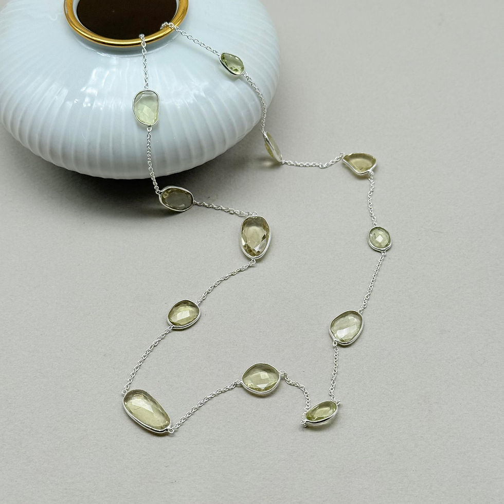 Long Lemon Quartz Necklace