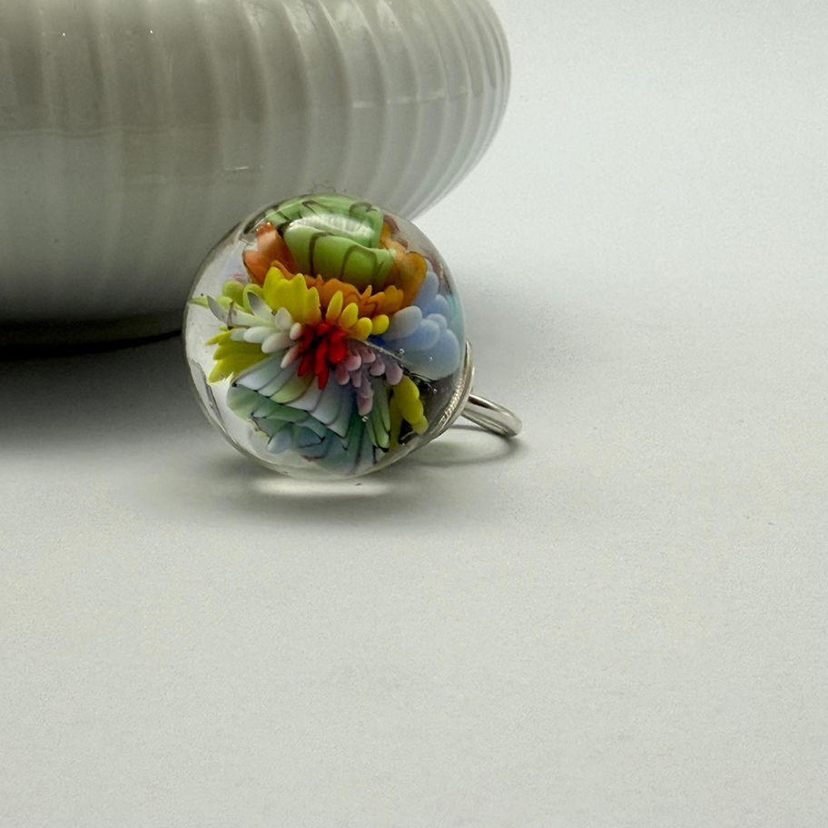 Floral Glass Lamp Work Pendant