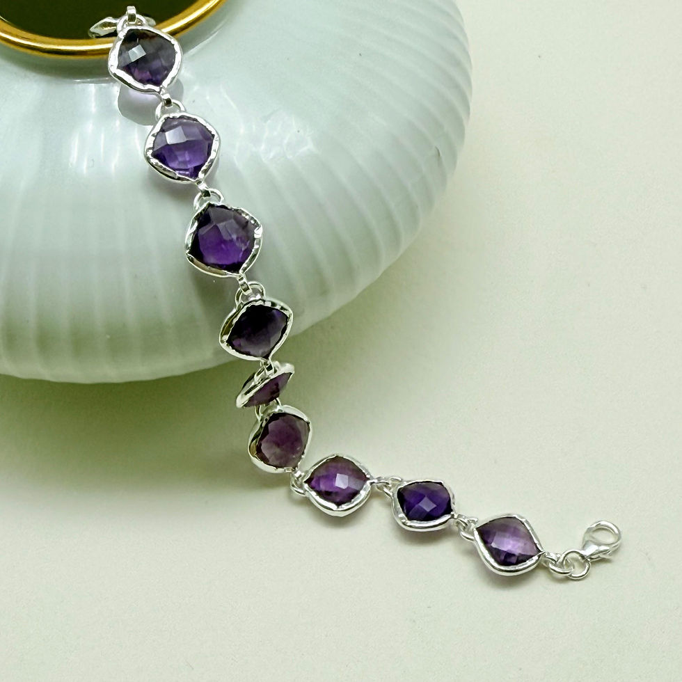 Amethyst Textured Bezel Bracelet