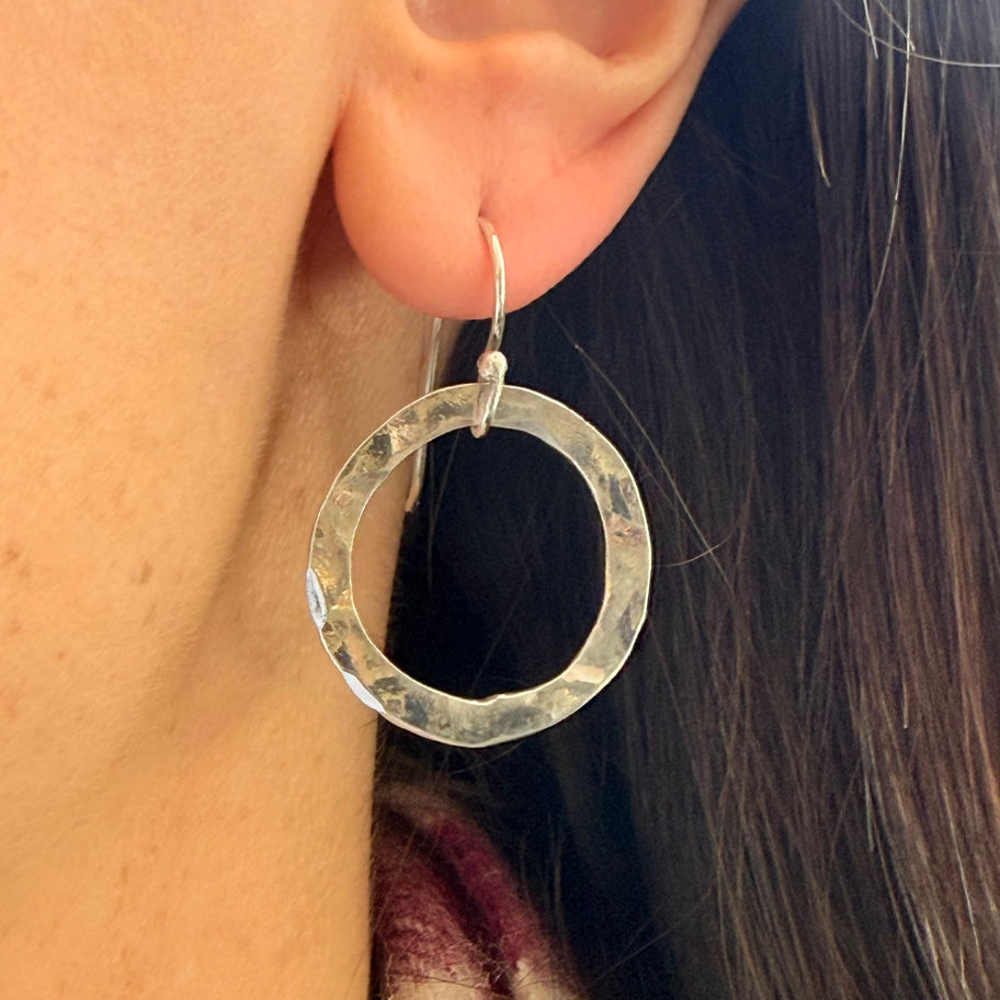 Hammered Open Circle Earrings