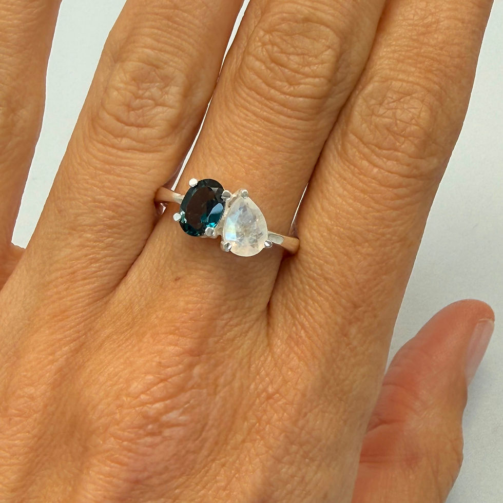 London Blue Topaz and Moonstone Ring