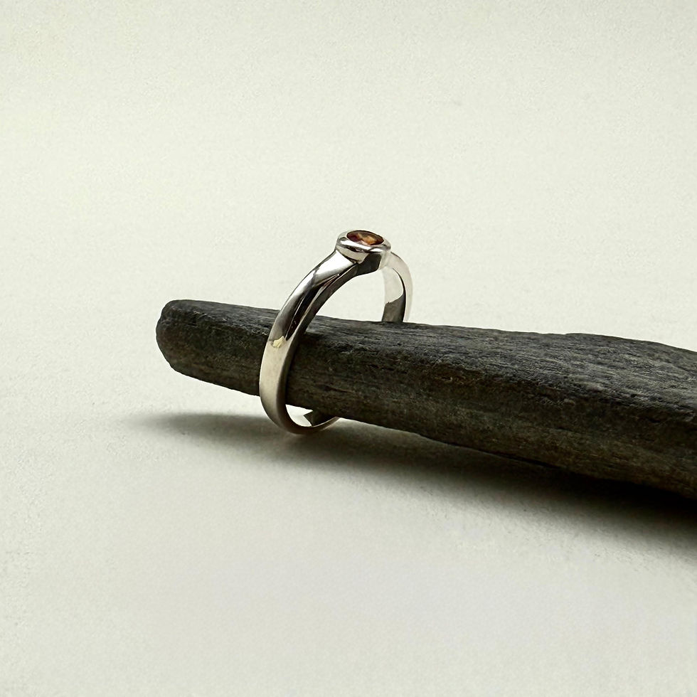 Thumbnail: Dark Orange Oval Tube Set Sapphire Ring