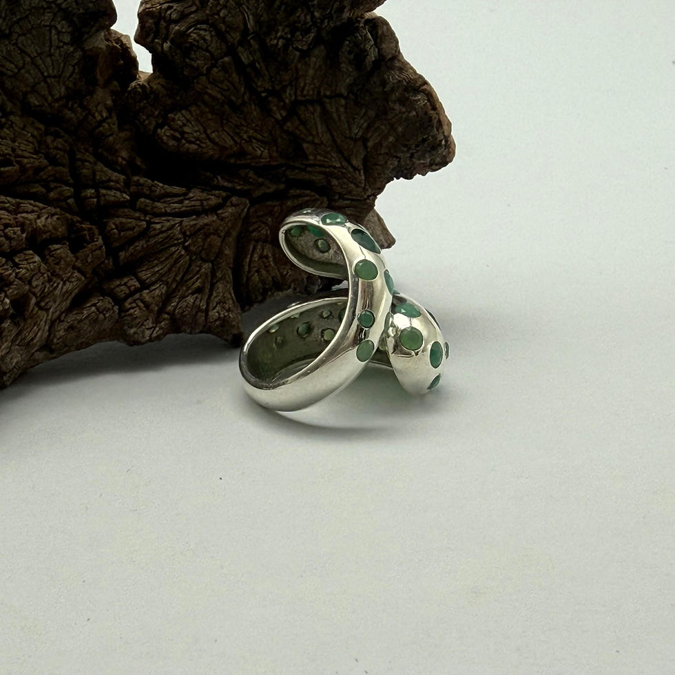 Green Onyx and Aqua Calci Wrap Ring