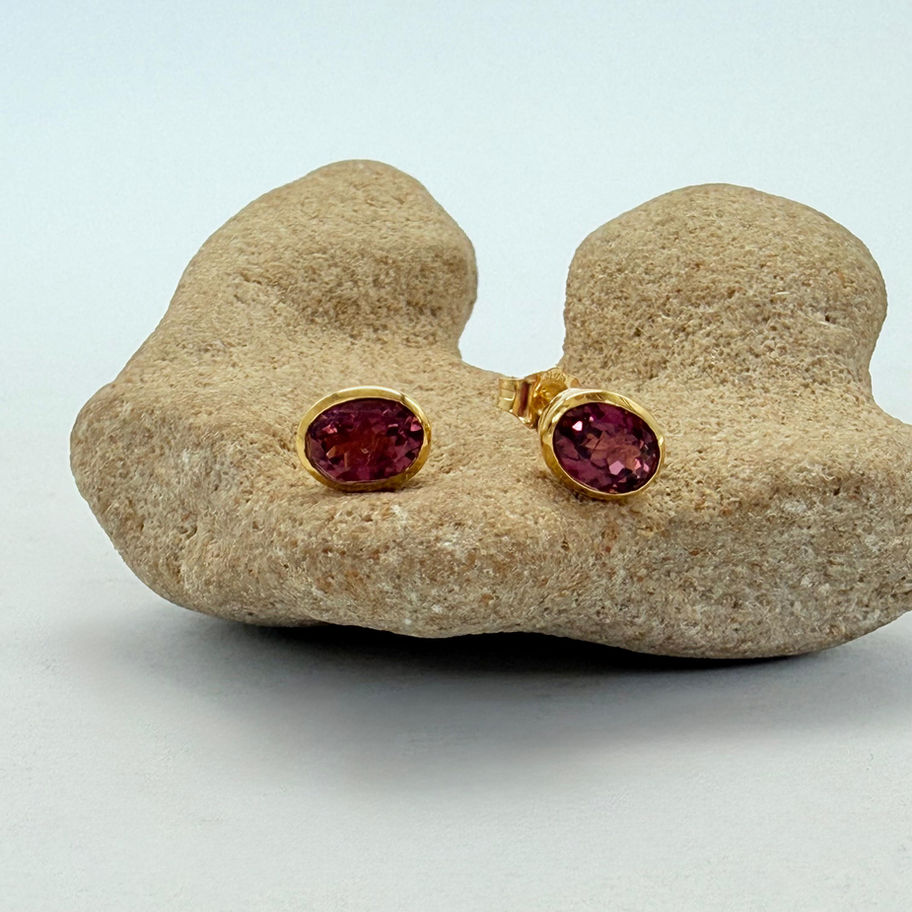 Gold Plated Tourmaline Oval Earrings