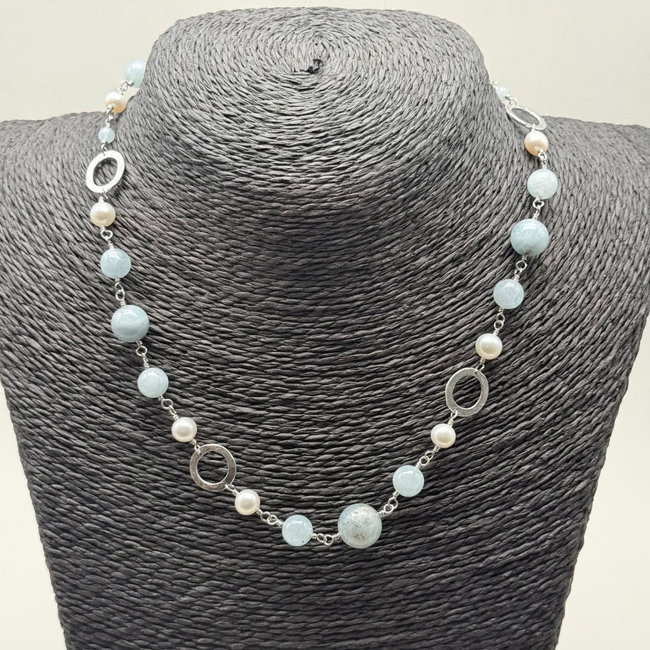 Aquamarine and Pearl Necklace