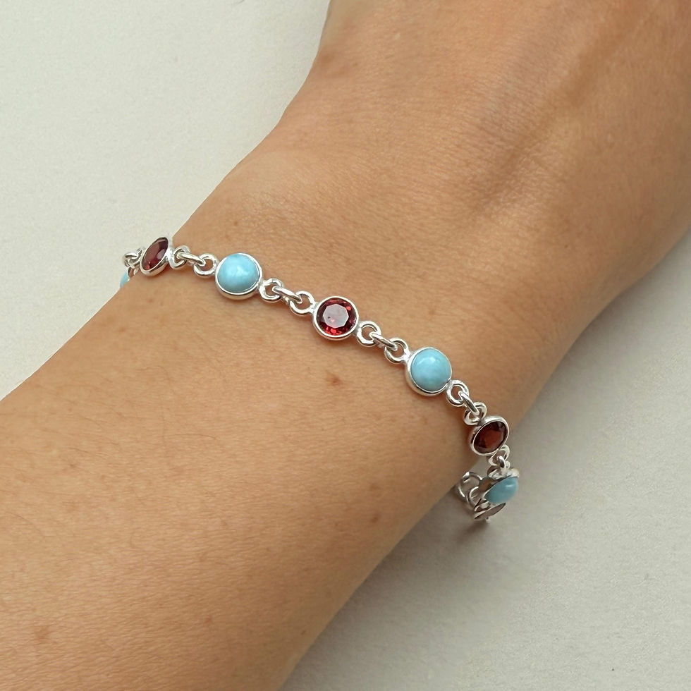 Larimar and Garnet Bracelet