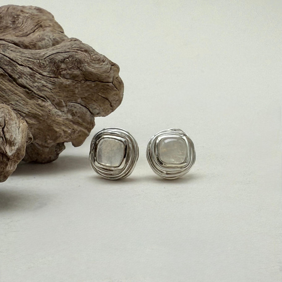 Moonstone Wrap Frame Earrings