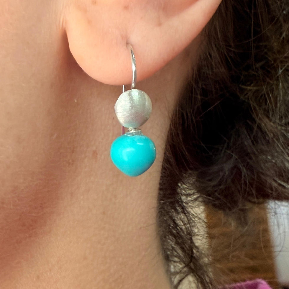 Brushed Disc Turquoise Earrings