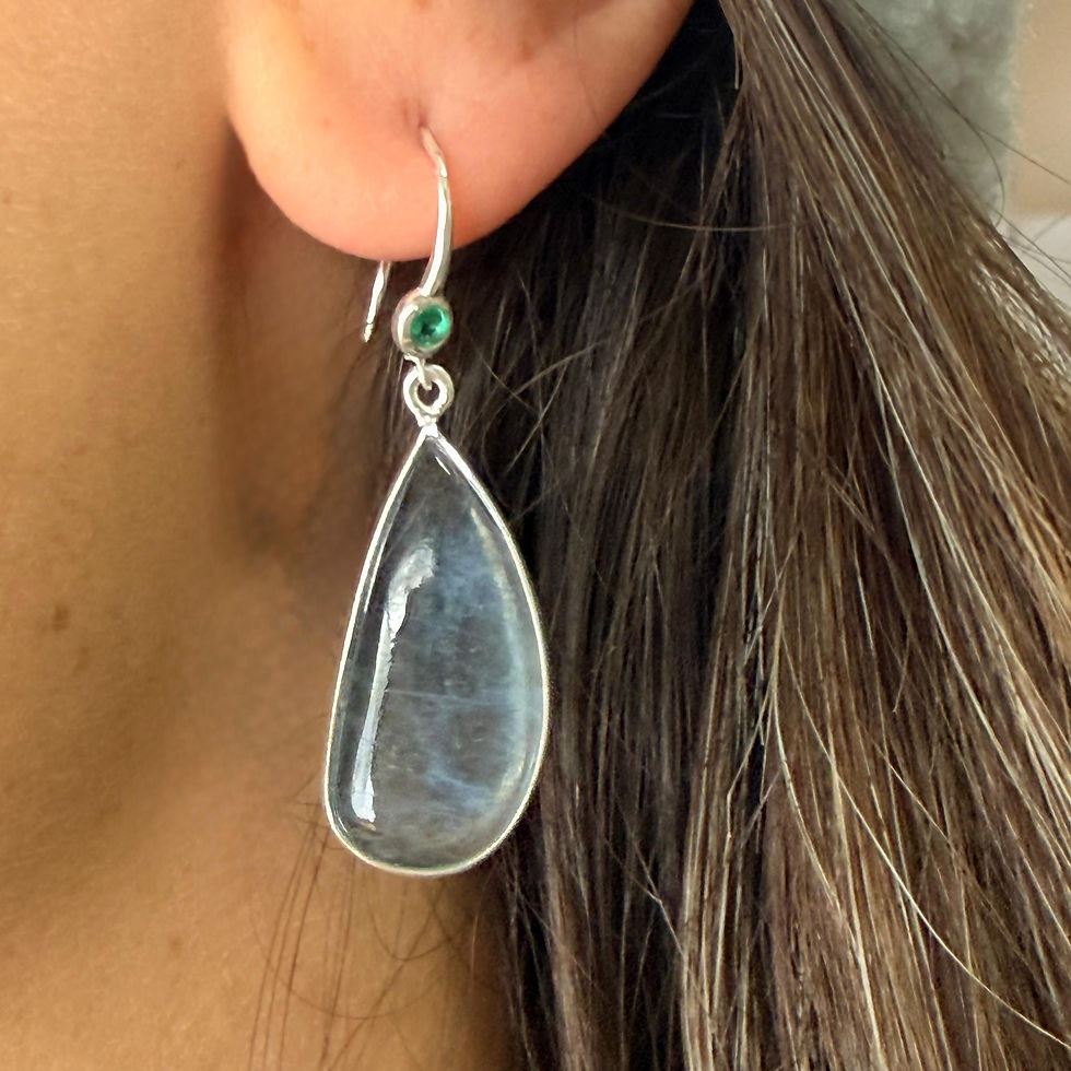 Green Onyx and Aquamarine Earrings