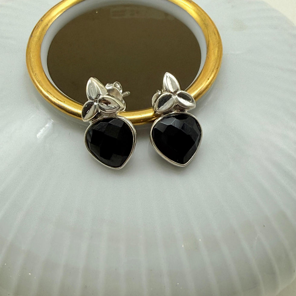 Faceted Onyx Drop Stud Earrings