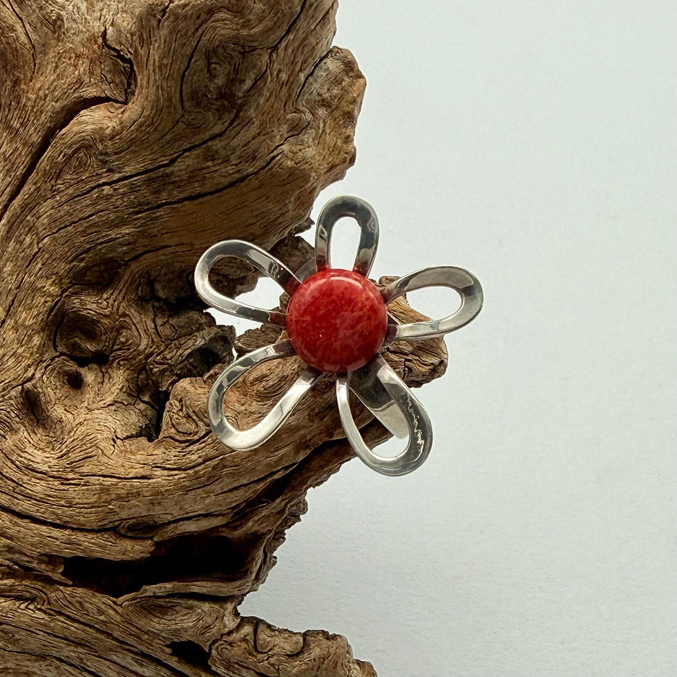Reconstructed Coral Daisy Ring