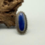 Elongated Oval Lapis Lazuli Ring with Oriental Frame