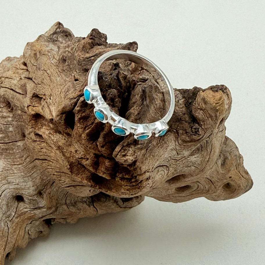 Turquoise Spaced Half Eternity Ring