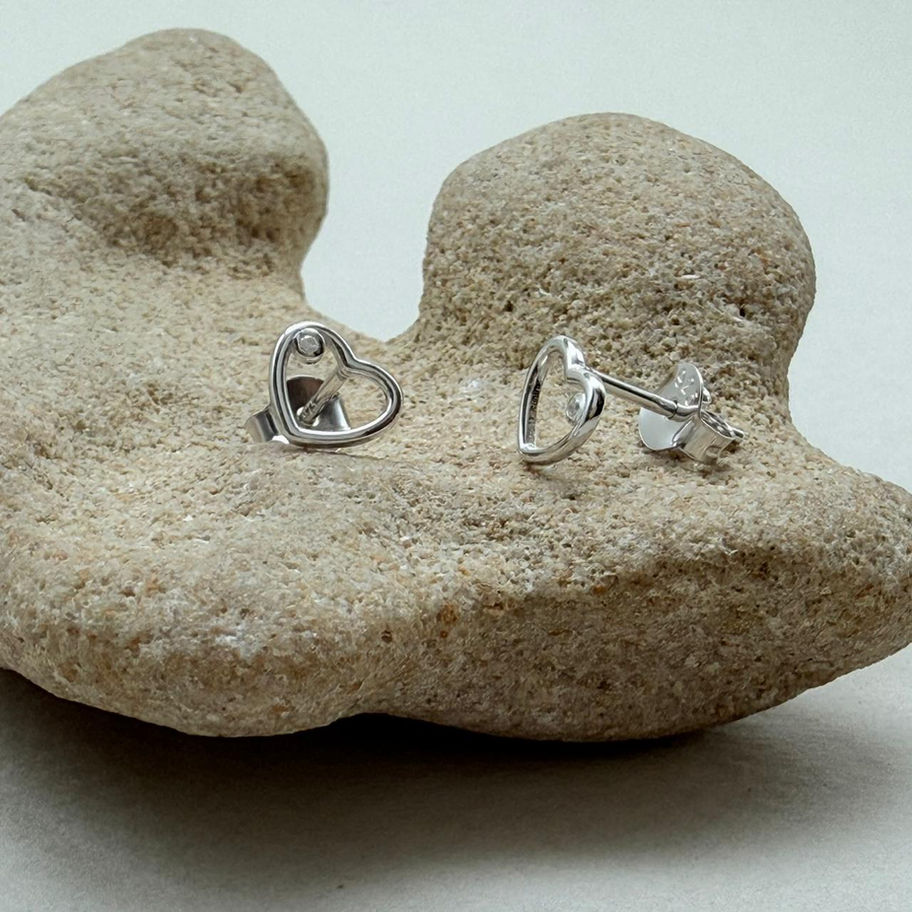 Cubic Zirconia Open Heart Earrings