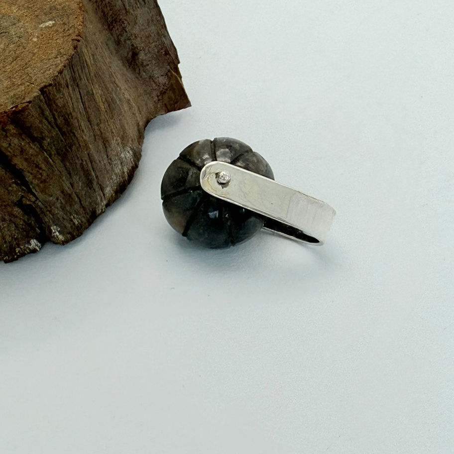 Carved Sapphire Wheel Pendant
