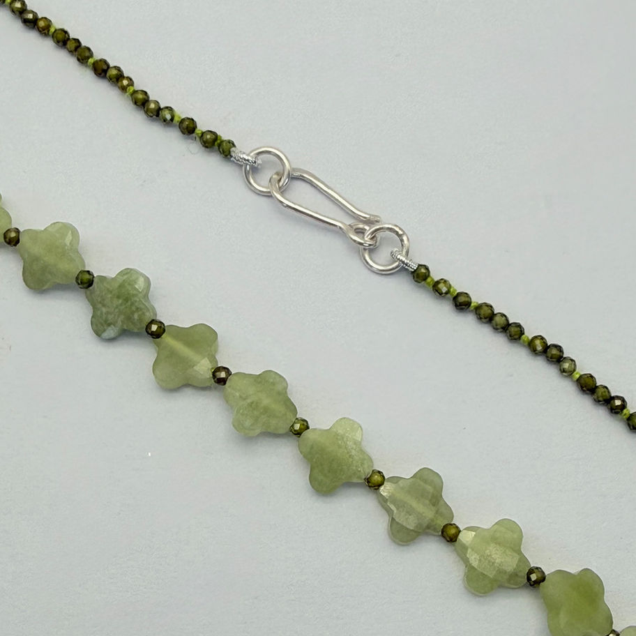 Jade Clover and Green Spinel Necklace