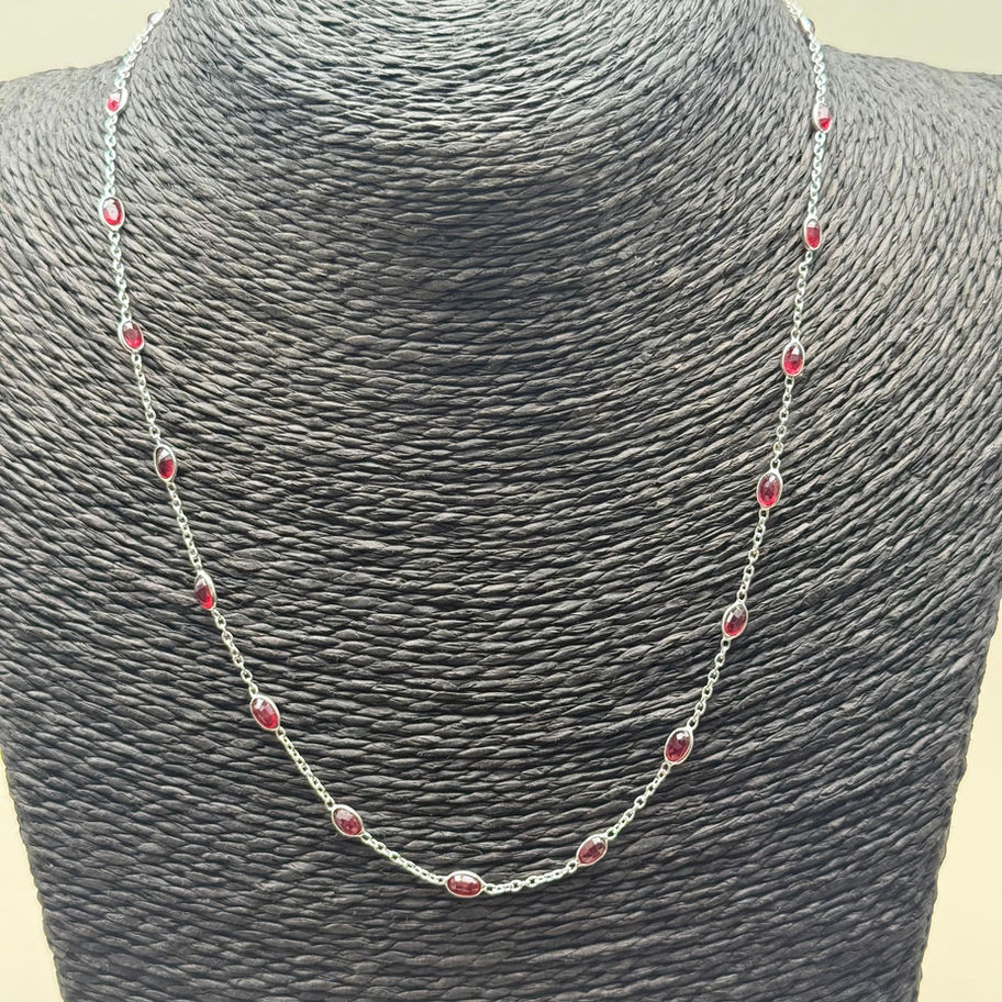 Garnet Faceted Oval Necklace