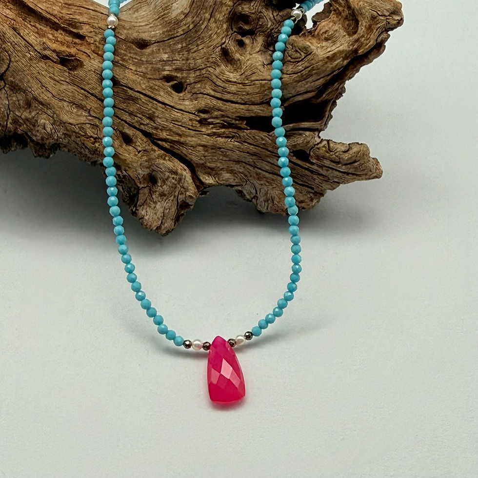 Turquoise and Pink Agate Necklace