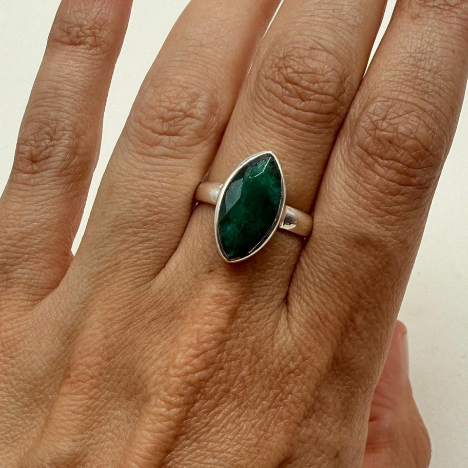 Emerald Corundum Marquise Ring