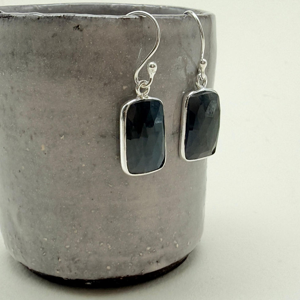 Faceted Sapphire Corundum Earrings