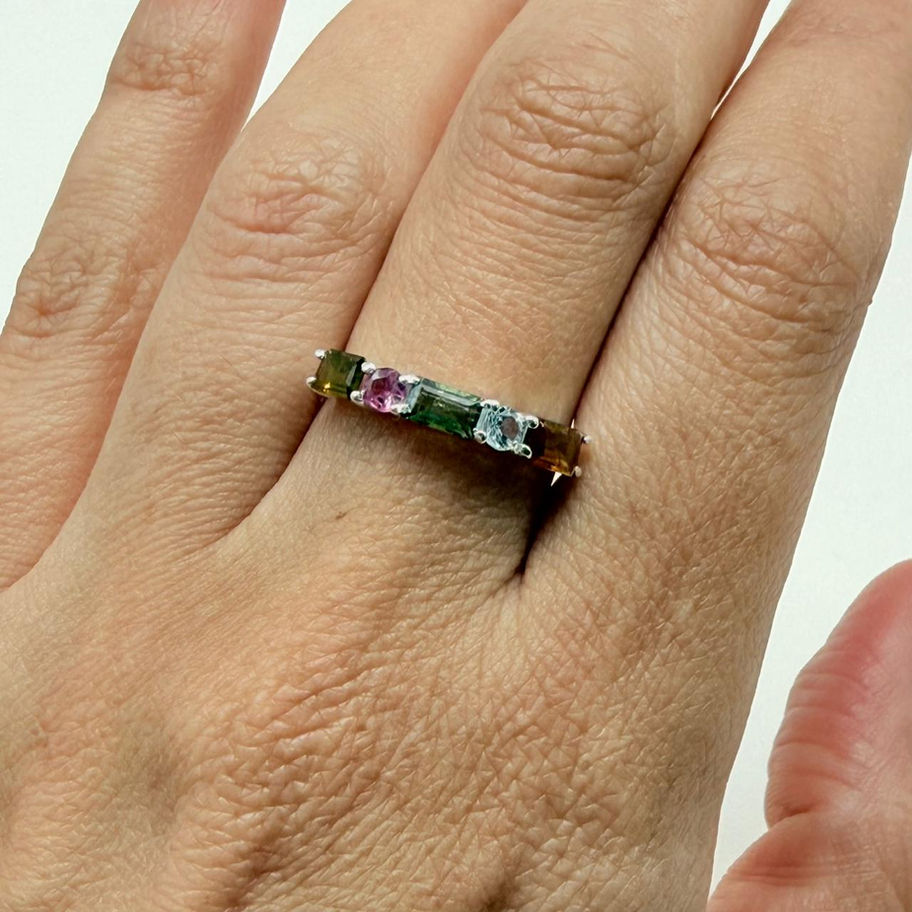 Mixed Tourmaline Half Eternity Ring