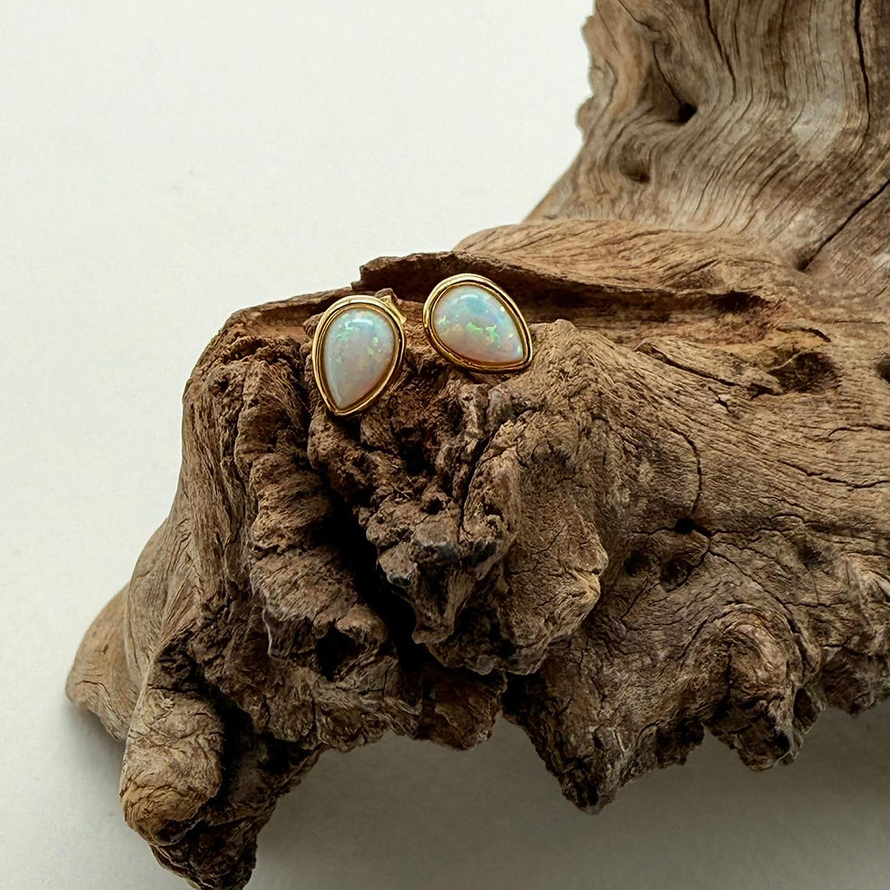 Opalite Gold Plated Pear Earrings
