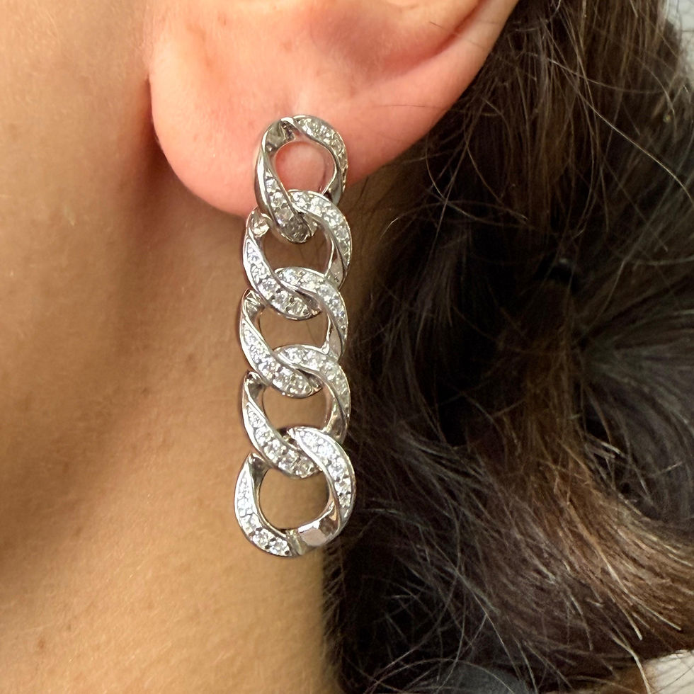 Cubic Zirconia Chain Link Earrings