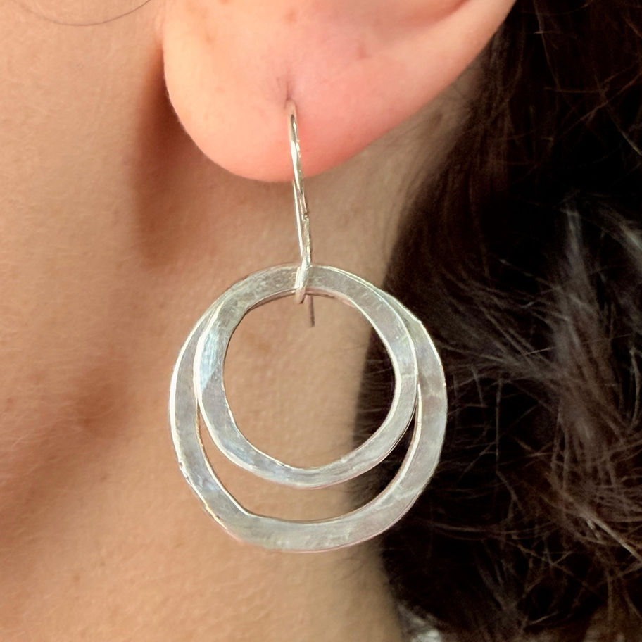Hammered Double Circle Earrings