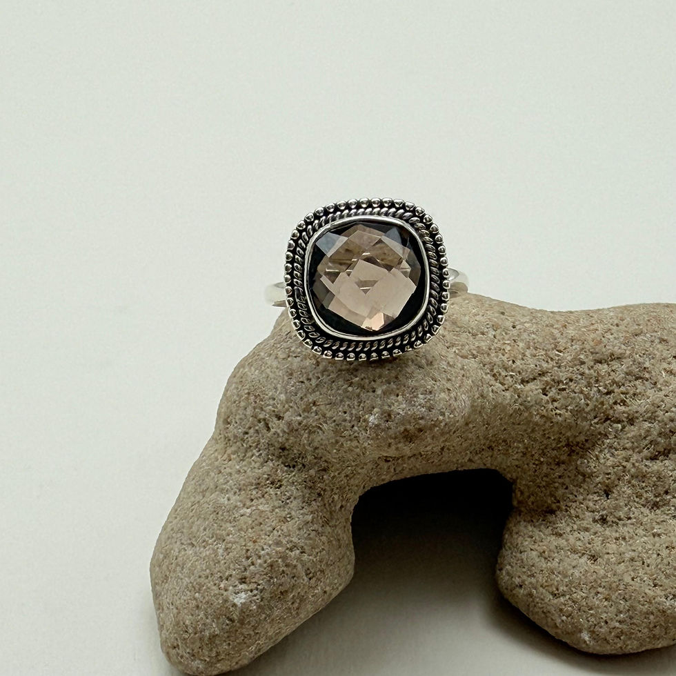 Smokey Quartz Rope Frame Ring