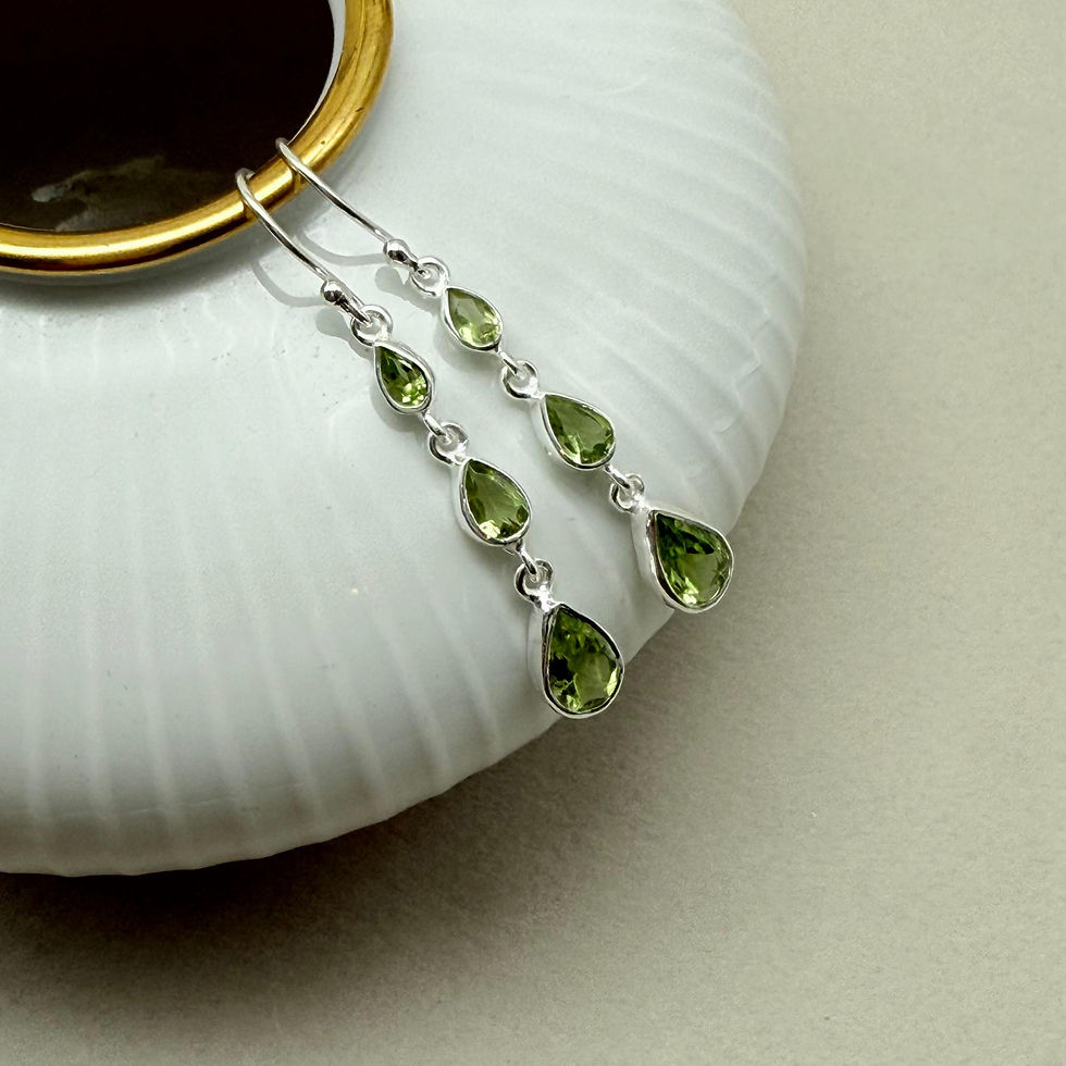 Peridot Pear Triple Drop Earrings