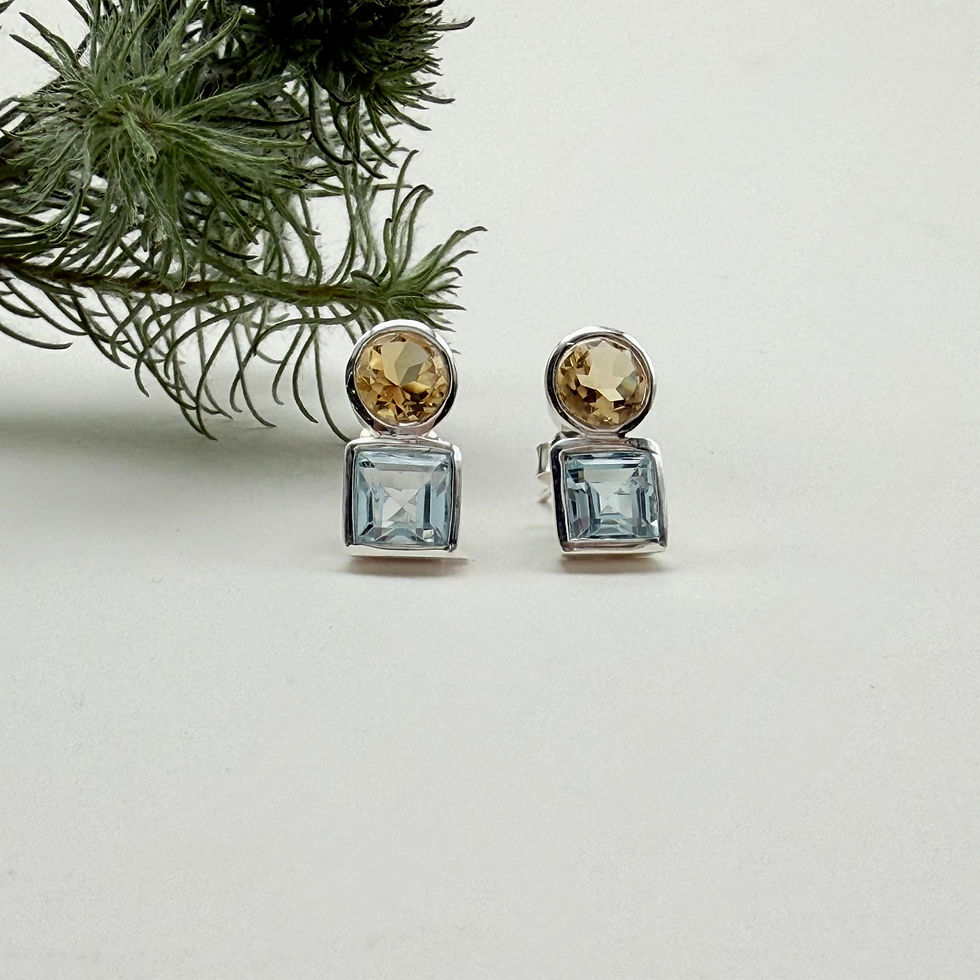 Citrine and Blue Topaz Studs