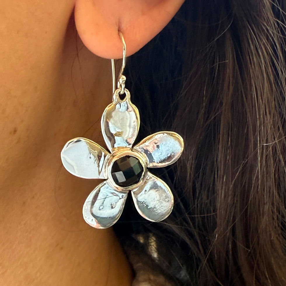 Onyx Flower Earrings
