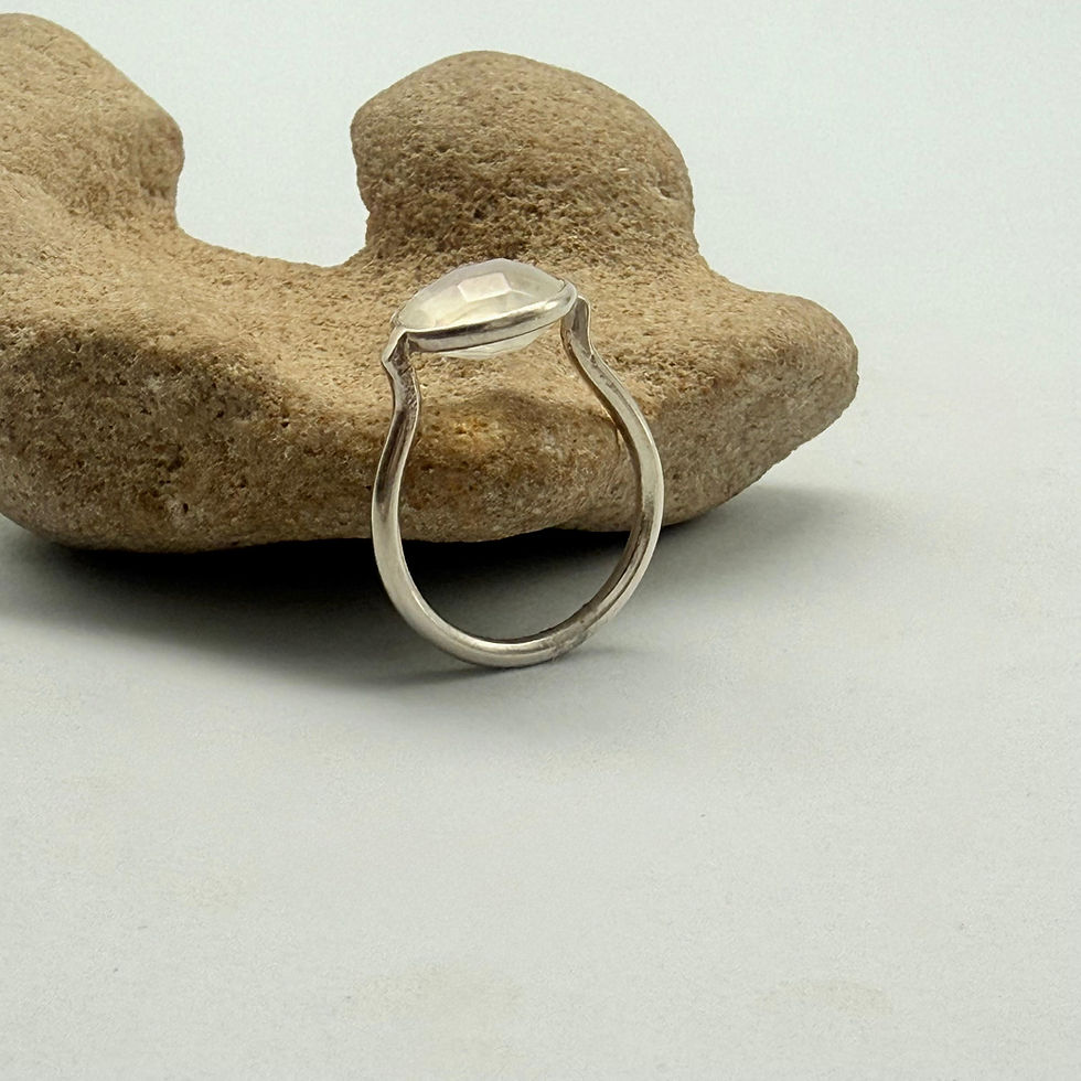 Round Faceted Rainbow Moonstone Ring