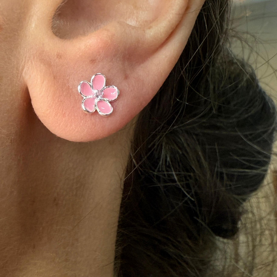 Pink Flower Studs