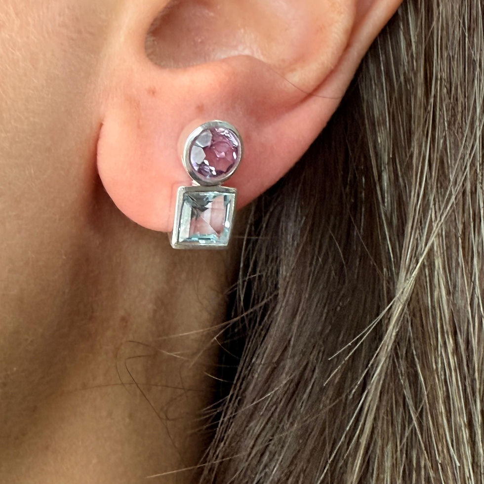 Amethyst and Blue Topaz Studs