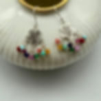 Multi Colour Gemstone Drop Flower Disc Earrings