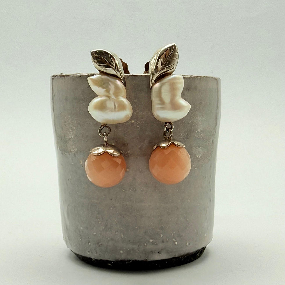 Pearl and Peach Moonstone Earrings