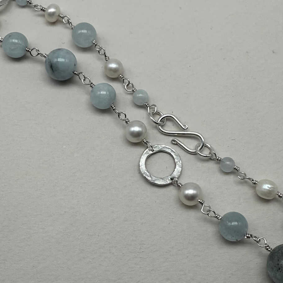 Aquamarine and Pearl Necklace