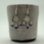 Blue Gemstone Bead Flower Earrings