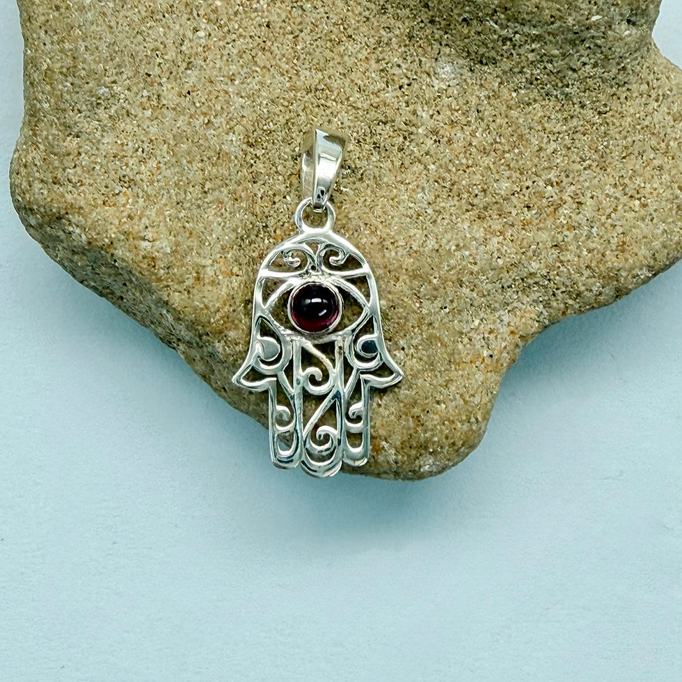 Garnet Hamsa Pendant