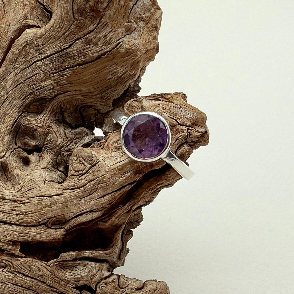Round Faceted Amethyst Ring