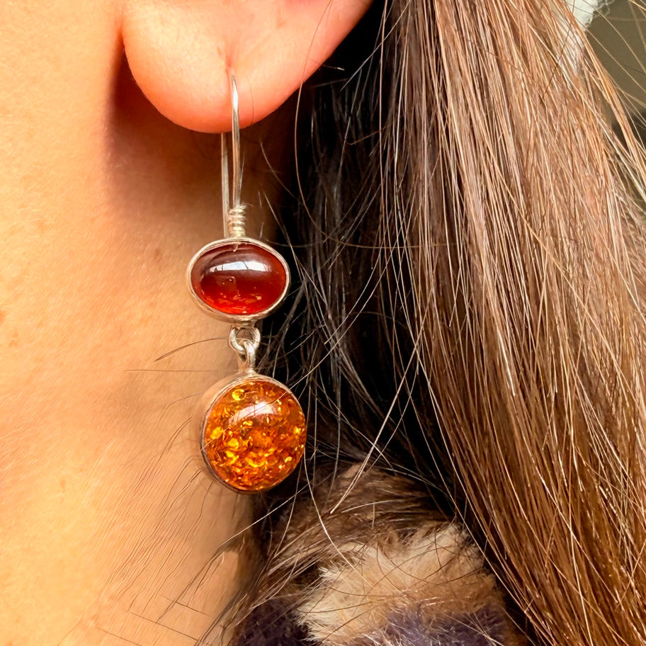 Garnet and Amber Earrings