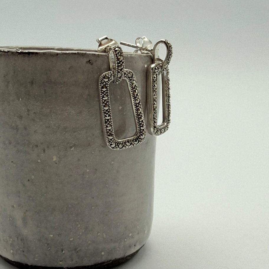 Marcasite Drop Stud Earrings