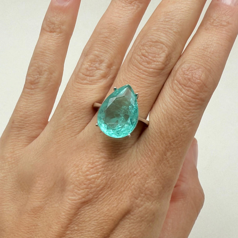 Paraiba Tourmaline Pear Ring