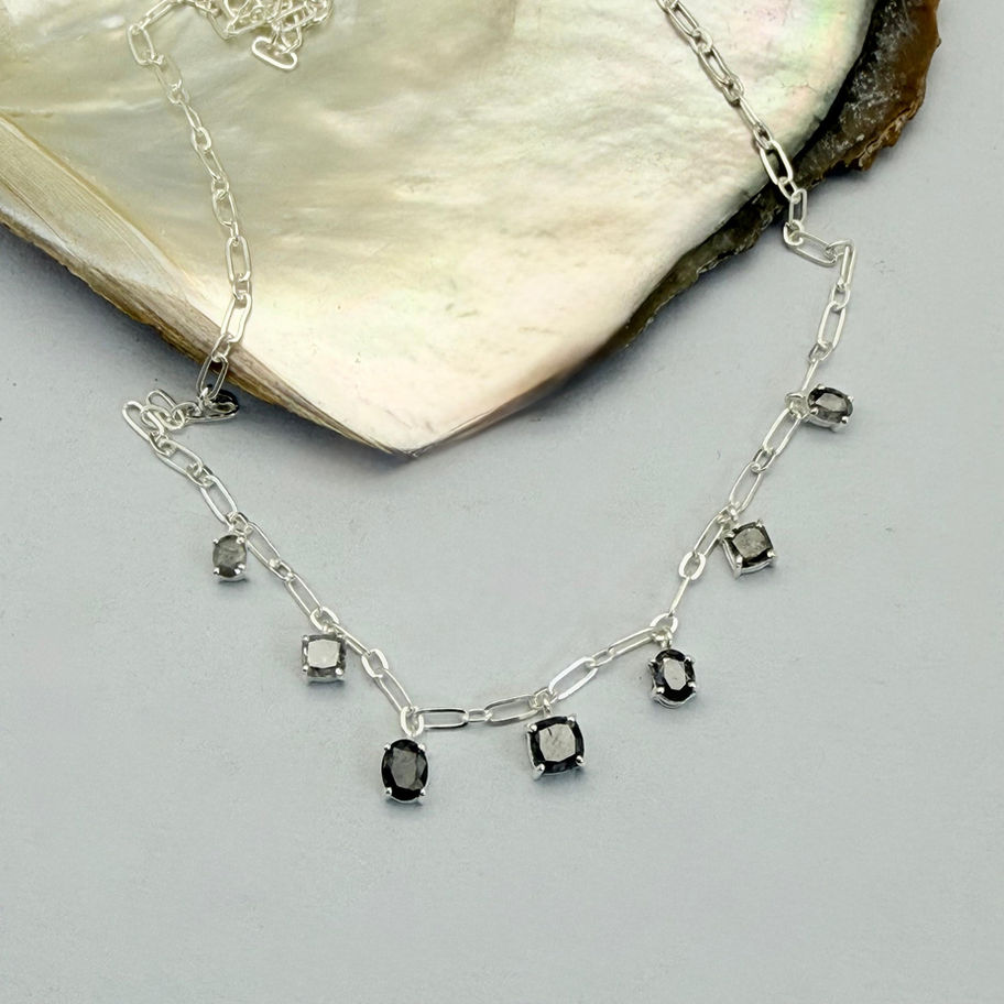 Salt and Pepper Diamond Paper Link Necklace