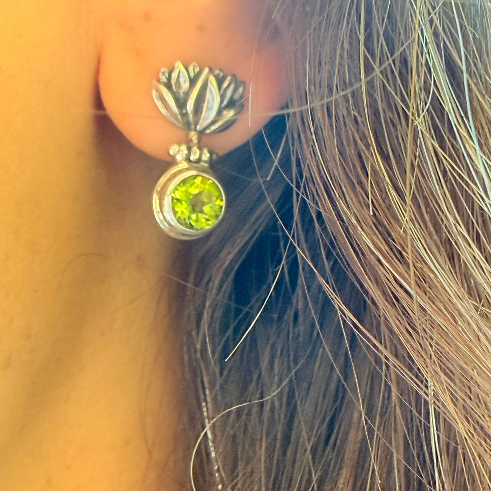 Flower Earrings with Peridot Drop