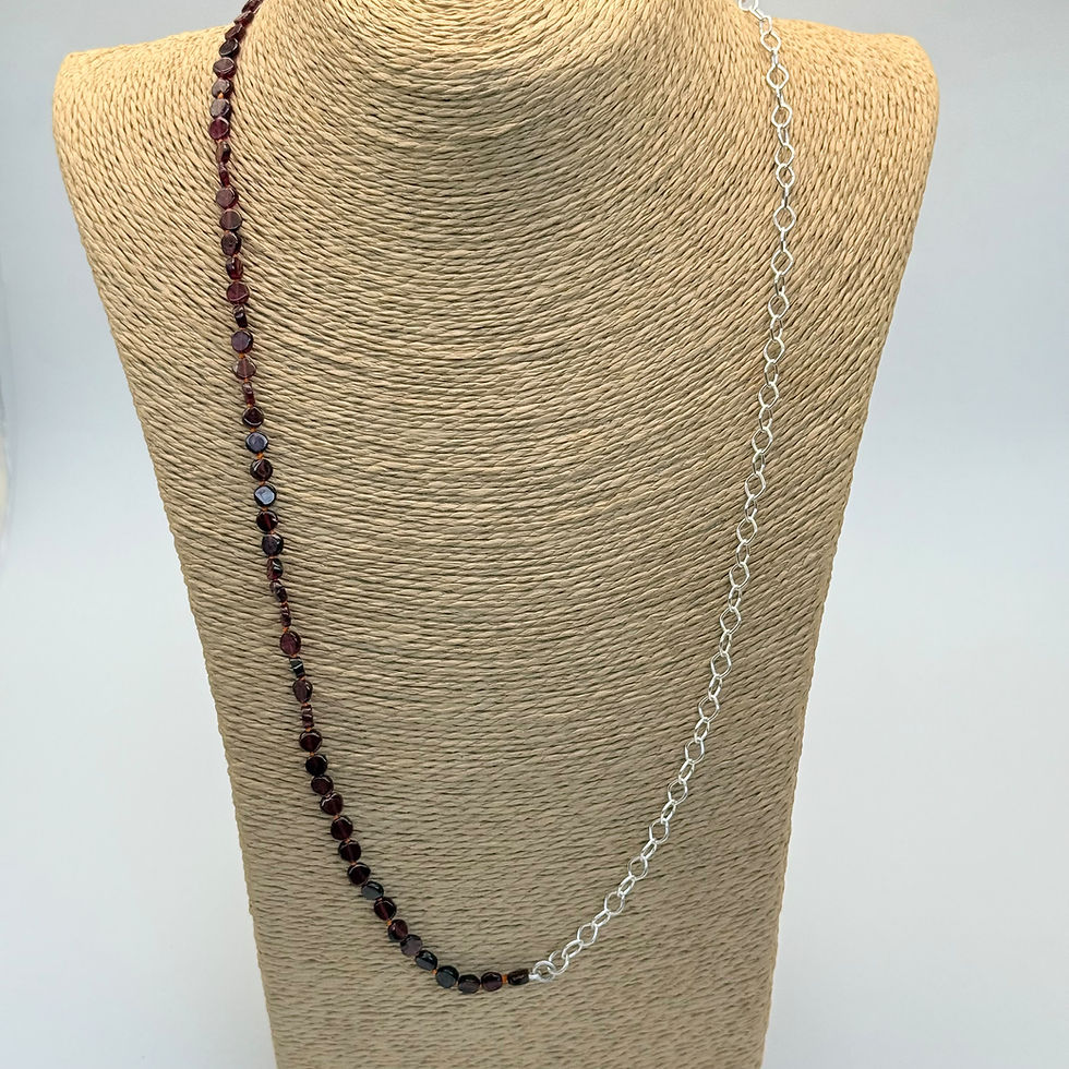 Garnet and Chain Long Necklace