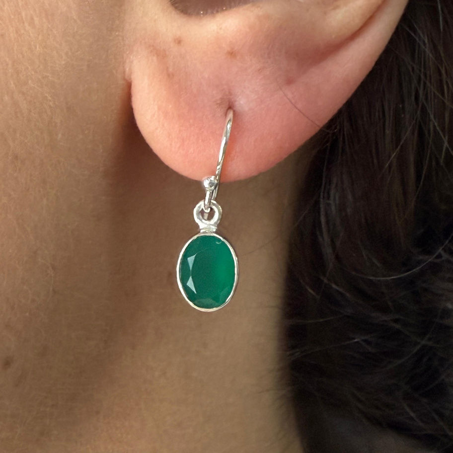 Green Onyx Oval Earrings