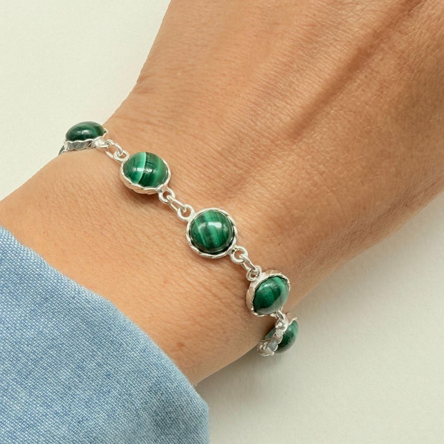 Malachite Plaited Bezel Bracelet