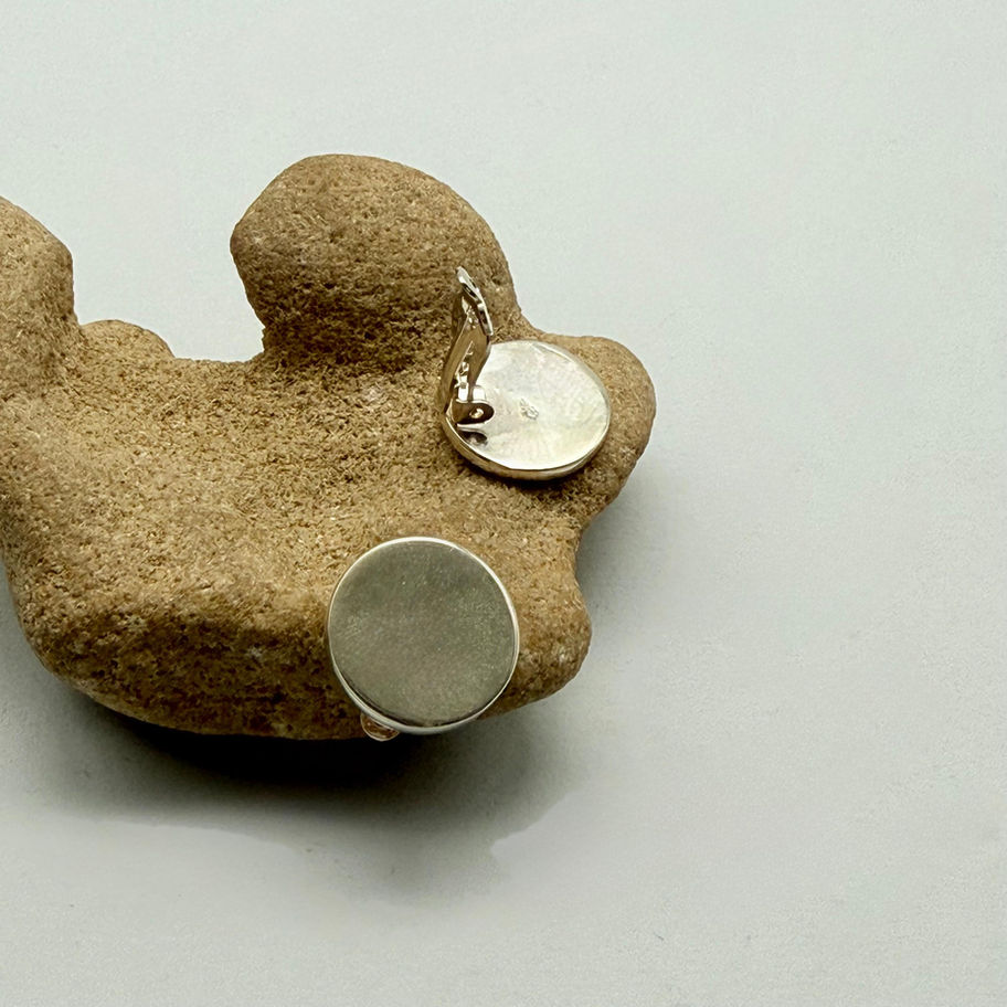 Round Disc Clip On Earrings